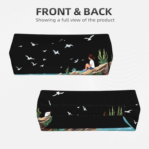 Elastic Sports Headband Hairband BROLEO little girl watching seagulls on the reef Printing Quick Drying, Moisture Wicking2