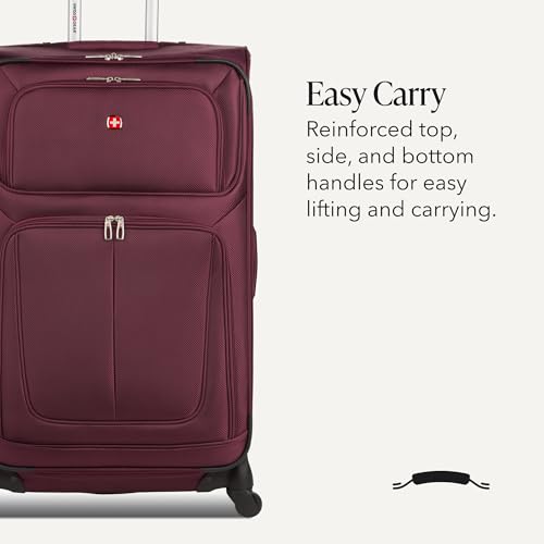 Image of SWISSGEAR Sion Softside Expandable Spinner Luggage Durable Lightweight Travel Suitcase, Merlot, Checked-Large