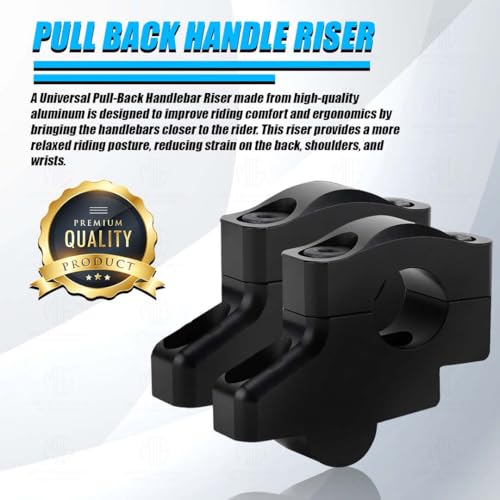 Image of Universal Aluminium Pull Back /Off Set Handlebar Risers for Motorbike | Adjustable Height and Angle, Lightweight, Durable, Easy Installation