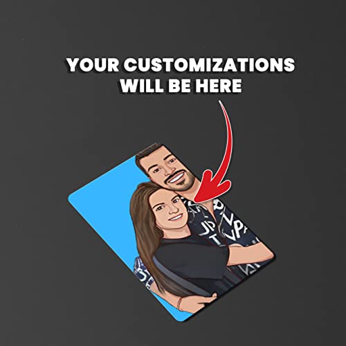 Image of Fairus CUSTOMIZED Wallet Card - Your Photo, Illustration or Bitmoji, Message, Spotify Song Code backside Best for Special Occasion Gift For Loved One (1 Person Illustration Wallet Car)