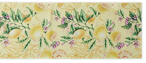 Spring & Summer Table Runner - 14 X 108 Inch Rectangle Tabletop - Waterproof Wrinkle Free For Outdoor Or Indoor Use, Lemon Bliss #TOP1