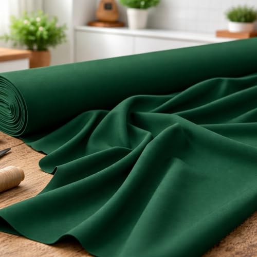 Stoff Meterware Dunkelgrün 160 cm Baumwolle Linon – Uni einfarbig, schadstoffgeprüft, pflegeleicht, waschbar bis 30 °C, ca. 130 g/m², 1 Meter Baumwollstoff, hergestellt in Europa
