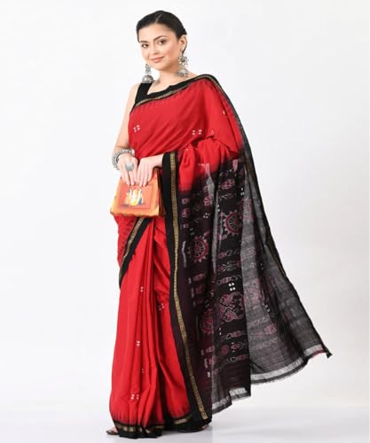 Image of Nuapatna Cotton Saree of Odisha Ikkat Orissa Traditional Handloom Sari | Bomkai | Pata | Nuapatana | sambalpuri saree | khandua patta sare | without Blouse S8