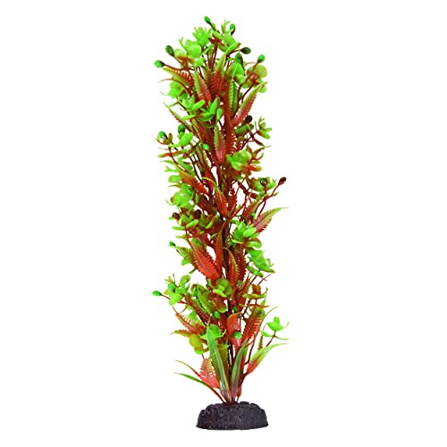 Underwater Treasures 1 Count Red/Green Flowering Clusters Aquarium Plastic Plants