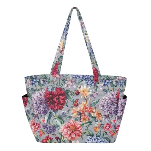 Sac de piscine en toile grise à fleurs élégant avec bande trolley de voyage