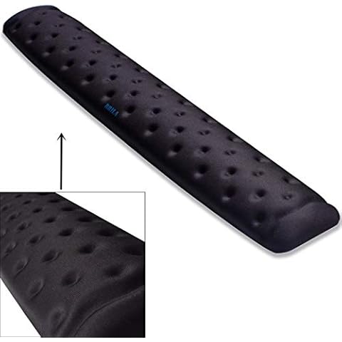 BRILA Keyboard Wrist Rest Support Cushion Pad for Computer, Laptop, Office Work, PC Gaming - Memory Foam Gel with Massage Holes Design - Non-Slip Easy Typing Wrist Pain Relief (Black Keyboard Pad) Cover