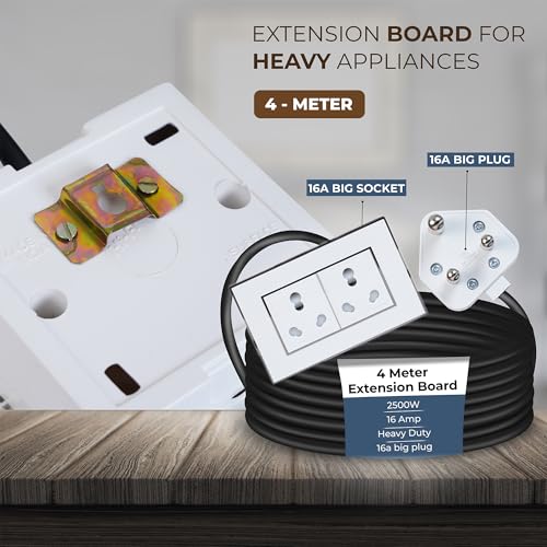 Image of Extension Board Heavy Duty Multi Socket 15A /16A /20A (2500 Watts 16A Big Plug and Two 16A Socket, 4 Meter)