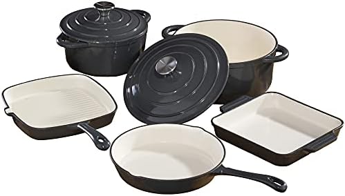 Hairy Bikers Enamelled Casserole Dish 21cm CKW2424 Cooking Stock Pot with Lid Ceramic and Induction Hob Compatible Cast Iron Square Grey