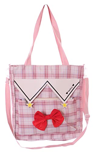LB-7107-2 Rosa a cuadros marineros lazo de la compra de la bolsa de tela Kawaii, Rosa.,...