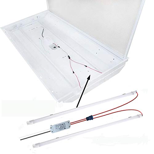 Magnetic Mount 2Ft Led Retrofit Kit,18W 2X2 Ft (1 Driver&2 Led Strips),150Lm/W,5000K Nature White,0-10V Dimmable,T8 T10 T12 Fluorescent Replacement Troffer Retrofit Kit,Ul Cert,Quick Easy Install #TOP2