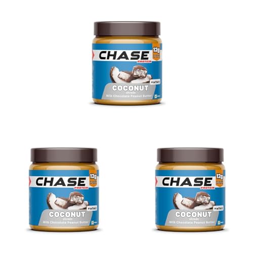 Image of Chase High Protein Peanut Butter Creamy 400g | With Isolate Whey & 120g Protein in Jar | 12g Per Serve | Milk Chocolate Coconut Flavour with Coconut Shreds | Nut Butter for Breakfast, Fitness & Gym