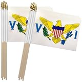 TSMD Virgin Islands of the United States Stick Flag Virgin Islander Small Mini Hand Held Flags,5x8 Inch,12 Pack