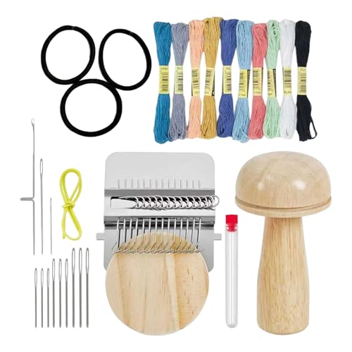 Kit de Telares para Zurcir Parches | Zurcidor Portátil Multifuncional y Rápido de Madera | Kit de Parches para Principiantes | Para Ropa Calcetines Vaqueros Costura Manualidades DIY