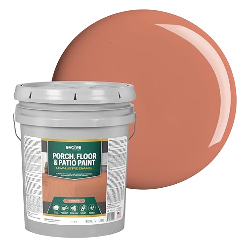 EVOLVE Porch & Floor Paint (Terracotta) 5-Gallon – Durable, Scratch-Resistant, Multi-Surface Interior & Exterior Floor Coating, Low VOC, Fade & Weather Resistant
