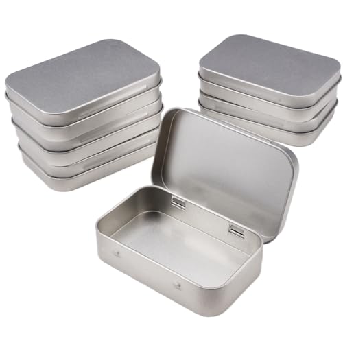 6 Pièces Petite Boite Metal, 9,5x6x2,2 cm Petites Boîtes Rectangulaires En Métal, Mini Boîte De Rangement Rectangulaire En Métal Argenté avec Couvercle, pour...