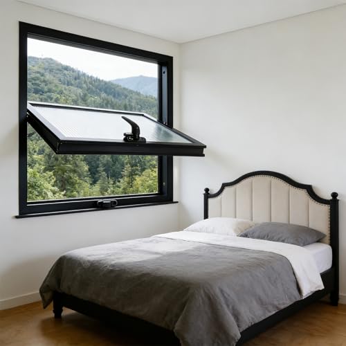 Image of Industrial Style 360° Rotatable Shed Windows – Tempered Glass Flush Mount with Firm Handle, Reinforced Metal Frame for Garage Basement Bathroom Kitchen Ventilation(Black,36x24in/91.4x61.0cm)