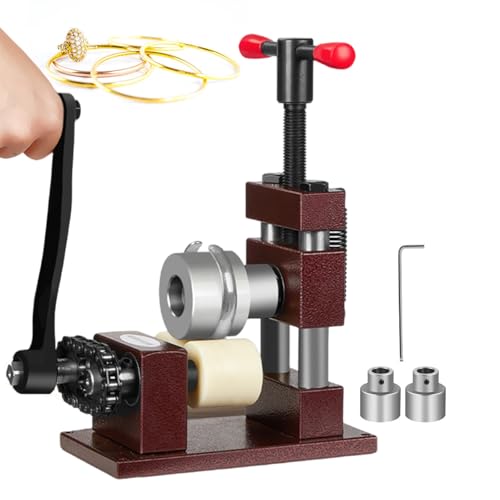 Jewelry Press Tool, Hand-Cranked Metal Bender Machine with Detachable Handle and Stable Base for Spoon Rings
