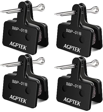 AGPTEK Bike Brake Pads, High-Performance Brake Pads, Disc Brake Pads & Spring for Mountain Bike Disc Brakes,Bike Pads Compatible with TRP Tektro Shimano Deore Br,(Semi-Metallic, Black)