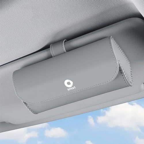 LNJMT para Smart 451 453 Forfour Fortwo Parasol Coche Soporte Gafas de Sol Soporte Gafas de Cuero Clip Emblema de Clip Visera Accesorios,Grey1