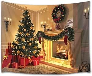 Amazon.co.jp: クリスマス装飾品タペストリー背景ファッション壁掛け布