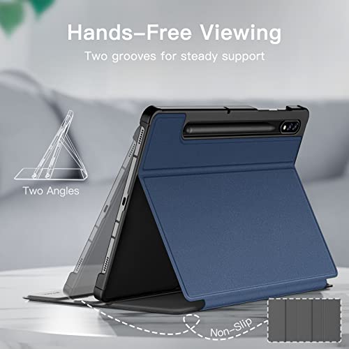 Image of JETech Cover Case for Samsung Galaxy Tab S8 2022 /S7 2020 11-Inch with S Pen Holder, Slim Folio Stand Protective Tablet Cover, Multi-Angle Viewing (Navy)