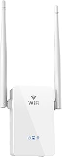 WiFi Extender Booster, 300Mbps WiFi Booster 2.4GHz Band WiFi Extender, WiFi Range Extender Support Repeater/Router/AP Mode, WiFi Booster Range Extender with 2 * 5dBi Antennas, WAN/LAN Port, UK Plug