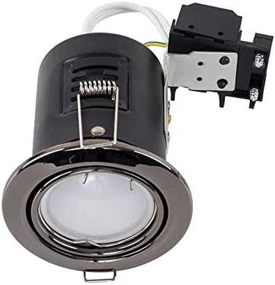 MiniSun Pack of 6 Fire Rated Black Chrome Tiltable GU10 Recessed Ceiling Downlights