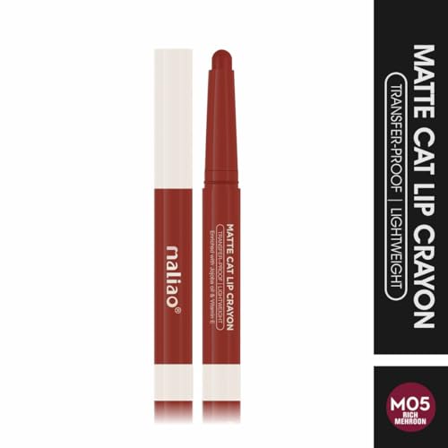 Image of Maliao Matte Cat Lip Crayon: Transfer-Proof & Lightweight (05-RICH MEHROON)