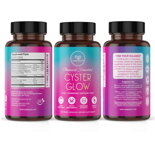 Cyster Glow Supplement - 9-in-1 Premium Myo-Inositol & D-Chiro Inositol Blend - Hormonal Balance & Healthy Ovarian Function Support for Women – 120 Veggie Capsules