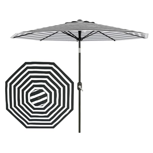 Garvee 10 ft Outdoor Patio Umbrella 8 Sturdy Ribs Outdoor Table Umbrella with Crank Lift & Push Button Tilt UV Protection Waterproof Market Umbrellas