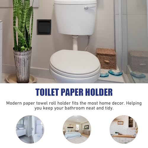 Soporte de papel higiénico empotrado de acero negro para baño 4