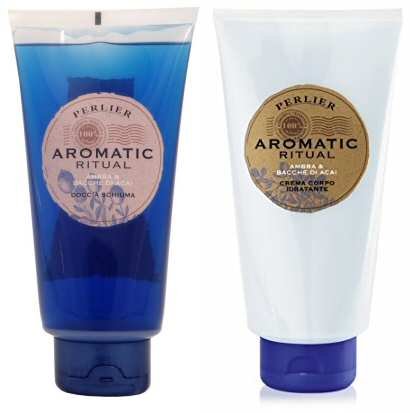 Perlier:"Ambra e Bacche di Acai" Shower Foam and Moisturizing Body Cream, Amber & Acai Berries,"Aromatic Ritual" Line 8.45 Fluid Ounces (250ml) Tubes [ Italian Import ]