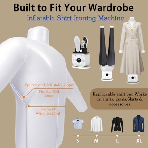 Image of Aironox Portable Automatic Ironing Machine, 8-Minute Quick Steam Iron, 360 No Blind Spots, Ideal for Shirts, Pants, Shoes, Skirts - Efficient Clothes Care Solution