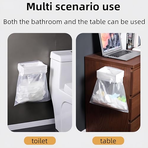 Image of 2 Pcs Collapsible Plastic Trash Bag Holder, Kitchen Cabinet Door, Garbage Bag Holder Under Sink, White, Plastic, 5 Gallon, Rectangular, Indoor /Outdoor, Adjustable, No Lid, Trash Can