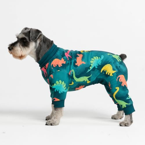 Image of Spark Paws Dog Pajama, Dog Recovery Suit Male, Onesie, Ultra-Soft and 4-Way Stretch, for Small Medium and Large Breeds - Dinosaurs - M