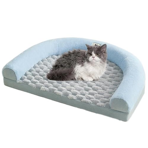 Lifetipsラムキン LambkinU型 ペットベッド 犬 猫 クッション ソファ 丸洗い可 滑り止め 保温 四季対応 小型犬 中型犬 大型犬 多頭飼い 快適 枕付き 軽量 カバー取り外し インテリアに馴染む 圧縮梱包 極厚 やわらか 防汚 通気性(ブ