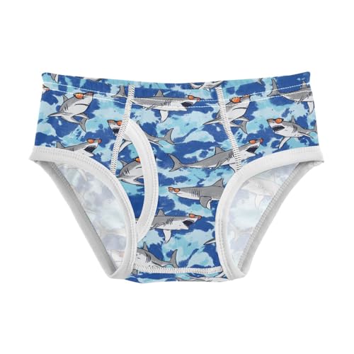 Boys' Underwear Cotton Little Boys Shark Cartoon Briefs Soft Toddler Underwear 2T-8Y