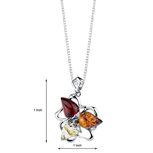 PEORA Genuine Baltic Amber Star Leaf Pendant Necklace for Women 925 Sterling Silver, Rich Multiple Colors with 18 inch Chain, Real Baltic Amber Necklace for Adults, 100% Natural from Baltic Region2