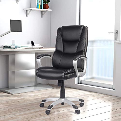 Preisvergleich Produktbild LENTIA Chefsessel Bürostuhl Office Stuhl ergonomischer Drehstuhl Computerstuhl Schreibtischstuhl mit Einstellbarem Neigungswinkel verdickte Polsterung Schwarz (Schwarz1)