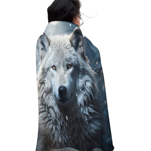 Couverture de plage ronde anti-sable loup 150cm microfibre coton - 6