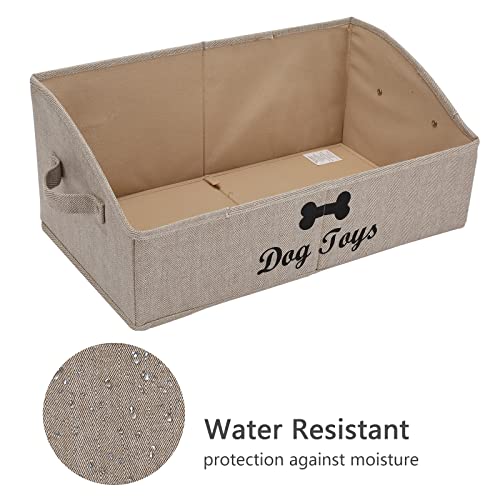 Geyecete dog toy basket Large dog toy bin dog toy box storage box - Foldable Fabric Trapezoid Organizer Boxes with Handle, Collapsible Basket for Dog Toys (KhakiStripe-DOG) by Geyecete - Image 2