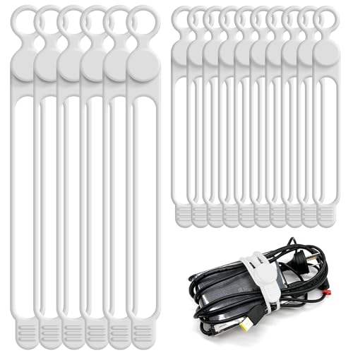 Nearockle Silicone Cable Ties, Cord Organizer Cable Management,2Sizes-White