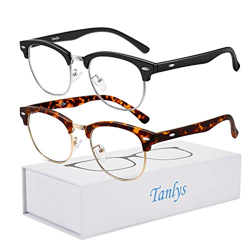 Image of 2 Pack Blue Light Blocking Glasses for Computer Eye Strain, Anti UV Reduce Headache Stylish Gaming Bluelight Blocker Glasses Men Women (Black Tortoise)