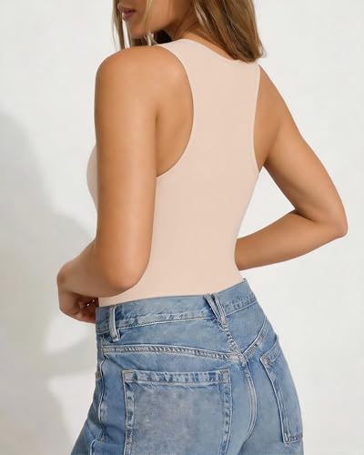 Image of Mangopop Women' Long Sleeve Ribbed Bodysuit Jumpsuits