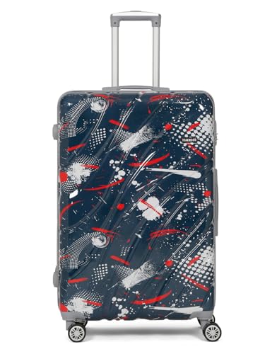 Image of Teakwood World Small 75 cm Check in Size Trolley Bag Polycarbonate 360 Degree 8 Wheels Luggage Bag with TSA Lock, Adjustable Handle Trolley Bags for Travel, Suitcase for Travel | Spark Blue