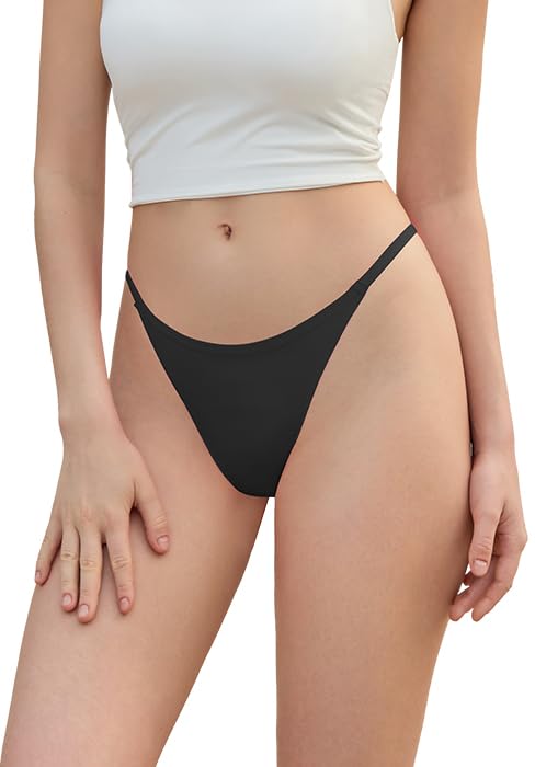 Image of DEANGELMON Seamless G-string Thongs for Women - No Show Thong Underwear Low Rise Stretch Panties Workout Pack