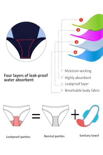 Image of Beautikini Period Swimwear One Piece Leakproof Menstrual Swimsuit Racerback Color Block Bathing Suit for Teen Girls Women