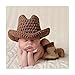 Babyshooting Newborn Cowboy-Hut Fotoshooting Junge MäDchen Baby Photoshooting Häkel KostüM Outfit Neugeborenen Set Baby Shooting Accessoires Foto Babyfotografie Fotografie Requisiten Dunkelgrau