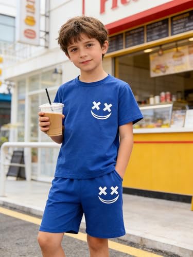 Image of Boys Clothes Size 6-12 Years Short Sleeve T-Shirt & Shorts Set Casual Spring Summer Outfits