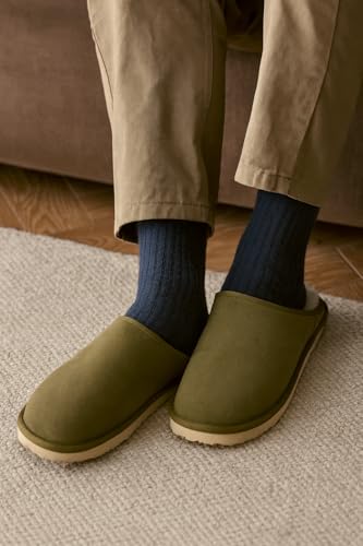 Image of Project Cloud Men's 100% Genuine Leather Shearling Memory Foam Slippers | Genuine Shearling Lining and Lightweight Non-Slip Indoor & Outdoor Wear Slippers for Men - Water-Resistant Mens Slippers